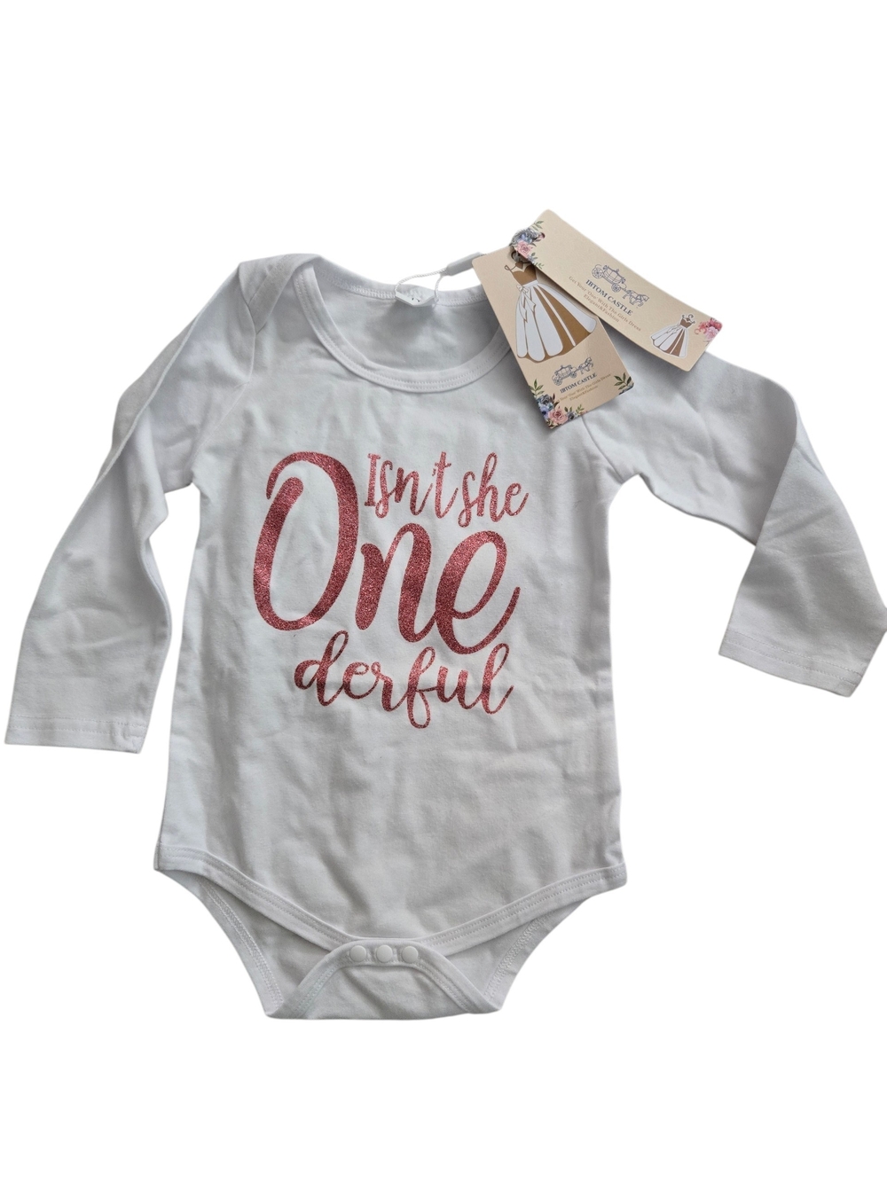 White "One-derful" Long-Sleeve Baby One-Piece - NWT - Size 1y